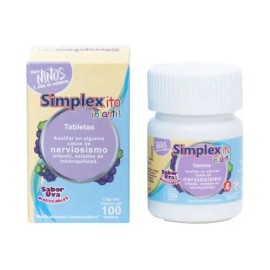 Simplexito Infantil 100 Tabletas Sabor Uva Auxiliar En Nerviosismo, Ansiedad Y Trastornos Del Sueño En Niños