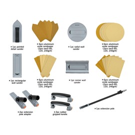 ROLLINGDOG Wall Sanding Kit - 6pcs Oxide Mesh Sandpaper(2pcs Each 80,120,240 Grit) with Extension Pole,for Corner Wall Cleaning and Polishing