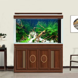ZatiasMiller Aquarium Background Aquatic Live Plants Stones Roots Terrarium Background Jungle Style Aquarium Backdrop Coral Reef Fish Tank Background Decor Vinyl 72x24in