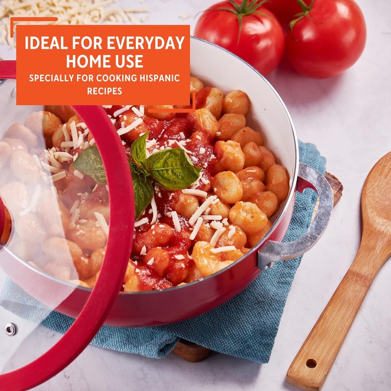 IMUSA USA 3.2Qt Red Ceramic Nonstick Caldero (Dutch Oven) with