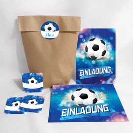 Set of 12 Invitation Cards, Envelopes, Bags, Stickers Children's Birthday Football or Football Party Boys Birthday Boys Birthday Invitations