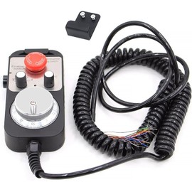 MGP Pendant CNC Controller, CNC Electronic Handwheel Manual Pulse Generator with Emergency Stop, 100PPR Universal 4-Axis Controller for CNC Handwheel Encoders/Router/Lathe/Milling/Engraving Machine