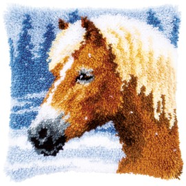 Vervaco PN-0178555 Horse Latch Pack Cushion, Cotton, Multi-Colour, Approx. 40 x 40 cm / 16 x 16 Inches