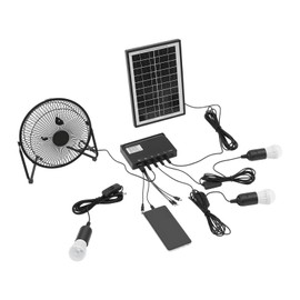 Portable Solar Panel Power Storage Generator Home Garden LED Light Charger W/Fan