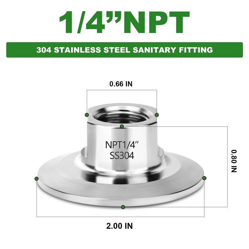 TAISHER 2PCS 1.5" Tri Clamp to 1/4" NPT Female Stainless