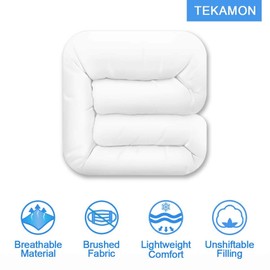 TEKAMON All Season Full Comforter Winter Warm Soft Quilted Down Alternative Duvet Insert with Corner Tabs, Fluffy Reversible Collection for Hotel, Snow White, 82 x 86 inches