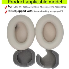 almohadillas para orejas de repuesto de 1000 x M4 compatibles con auriculares inalámbricos Sony WH-1000XM4, con cancelación de ruido, esponja de piel suave resistente al sonido + 2 almohadillas para