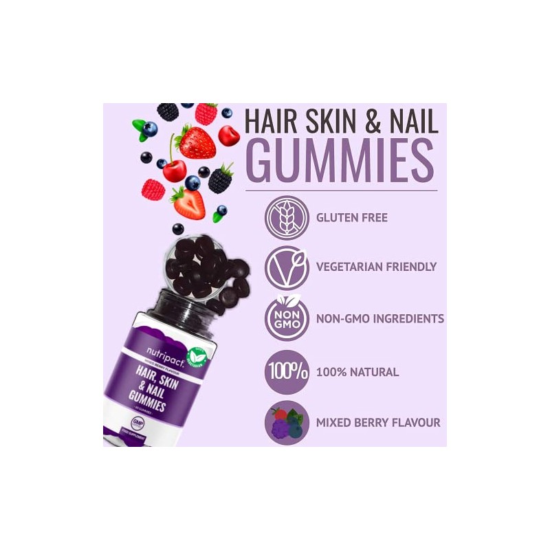 Hair Skin & Nails Gummies – Biotin Gummies with Zinc