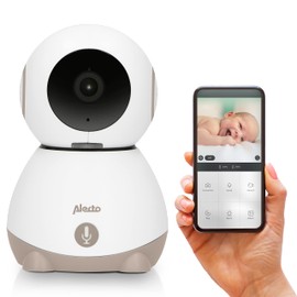Alecto SMARTBABY10BE Video Baby Monitor with Camera and WiFi/WLAN - Video Baby Monitor with Night Vision - For Home and Travel - Baby Monitor with Intercom and Controllable with App - White/Beige