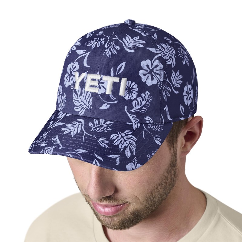 YETI Floral Print Baseball Cap, Navy