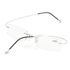 ZUVGEES Lightweight Titanium Stainless Steel Rimless Reading Glasses R1004 (Silver,