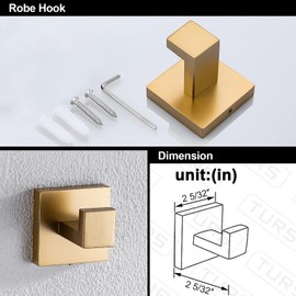TURS Brushed Gold Bathroom Accessory Set 4-Pieces Bathroom Hardware Set Square Towel Bar Set Stainless Steel Towel Holder Set