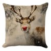 PreLiving Christmas Reindeer Pillow Cover 18x18 – Cute Red-Nosed Deer