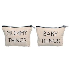 Pearhead Mommy and Baby Canvas Pouch Set, Matching Travel Cases, New Mother Keepsake for New Mothers and Expecting Moms, Modern Neutral Cosmetic And Accessory Bags, Set of 2