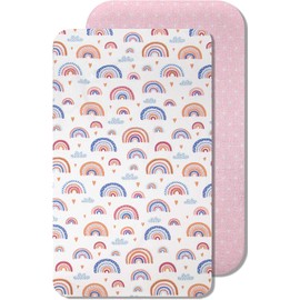 Lovely Hippo Cododo Fitted Sheets Compatible with Next2Me Kinderkraft 100% Cotton for Babies, Boys, Girls (Rainbow, 80 x 160 cm)