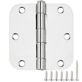 Polished Chrome Door Hinges 3.5 Inch 3 Pack Indoor 3 1/2 Inside Interior Door Hinges Pantry Laundry Basement Bedroom Door Hinges Flat Iron Bifold Residential Stardand Rounded Door Hinges 5/8" Radius
