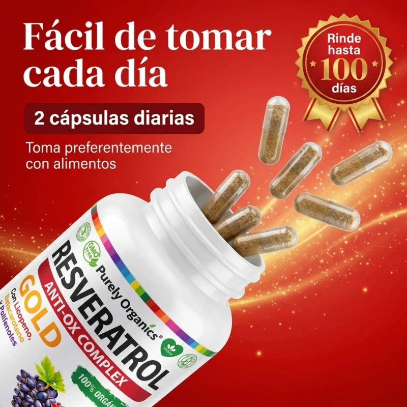 Resveratrol Gold 200 Cápsulas Suplemento Antioxidante Transresveratrol Complejo Antioxidantes Polifenoles