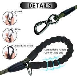 YUAN NIAN Recall Lead for Dogs, 5 m / 10 m / 15 m Strong Dog Lead with Comfortable Padded Handle, Training Lead for Small to Large Dogs (Green, 10 m x 10 mm)