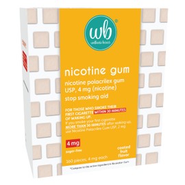 Wellness Basics - 4mg Nicotine Gum (Fruit Flavor - 160 Count) Stop-Smoking Aid - Reduces Withdrawal Symptoms