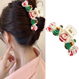 Christmas Hair Claw Clips for Women for Thick Hair Large Hair Clips French Velvet Hair Clips with Cute Hair Accessories (White)