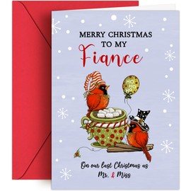 HiFuler Christmas Card for Fiance - 5" x 7" Funny Christmas Cards with Envelopes, Fiance Christmas Card, Christmas Greeting Cards, Christmas Gifts for Fiance for Him, Stocking Stuffers for Fiance