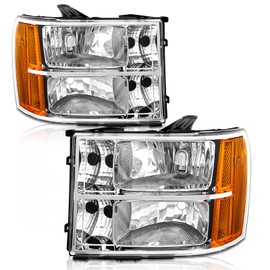 AXLAHA Headlights Assembly for 2007 2008 2009 2010 2011 2012 2013 2014 Sierra / 07-13 GMC Sierra 1500/07-14 GMC Sierra 2500HD 3500HD Black Housing Clear Reflector Replacement LH+RH