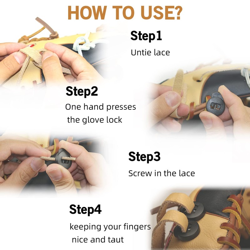 AliBall Glove Locks Baseball, Glove Lace Locks 8 Pack, Never