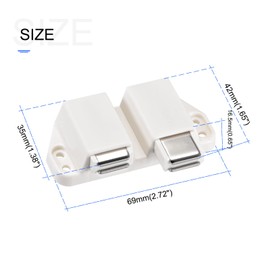 METALLIXITY Double Magnetic Touch Latch (1.38"x2.72") 4Pcs, Plastic Touch Latches Catch - for Cabinet Door Drawer, Home Decoration, White