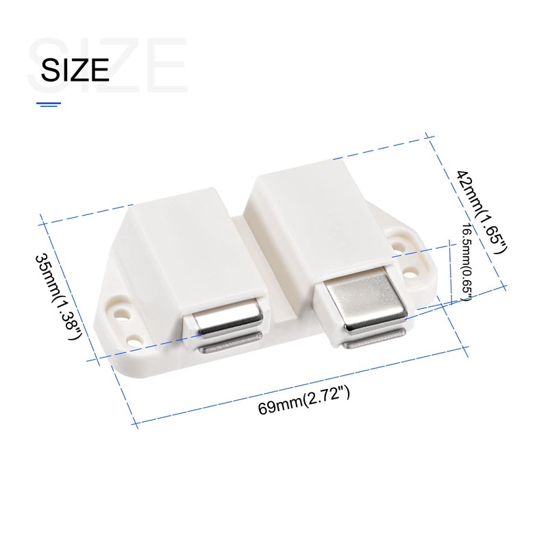 METALLIXITY Double Magnetic Touch Latch (1.38"x2.72") 4Pcs, Plastic Touch Latches