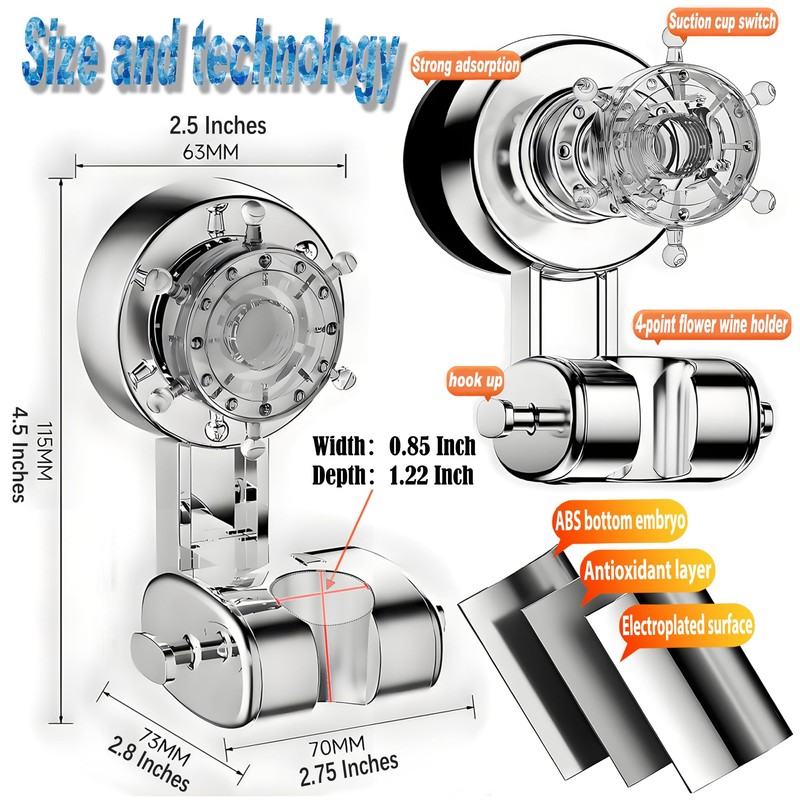 Adjustable Suction Cup Shower Head Holder – Wall Mounted Suction