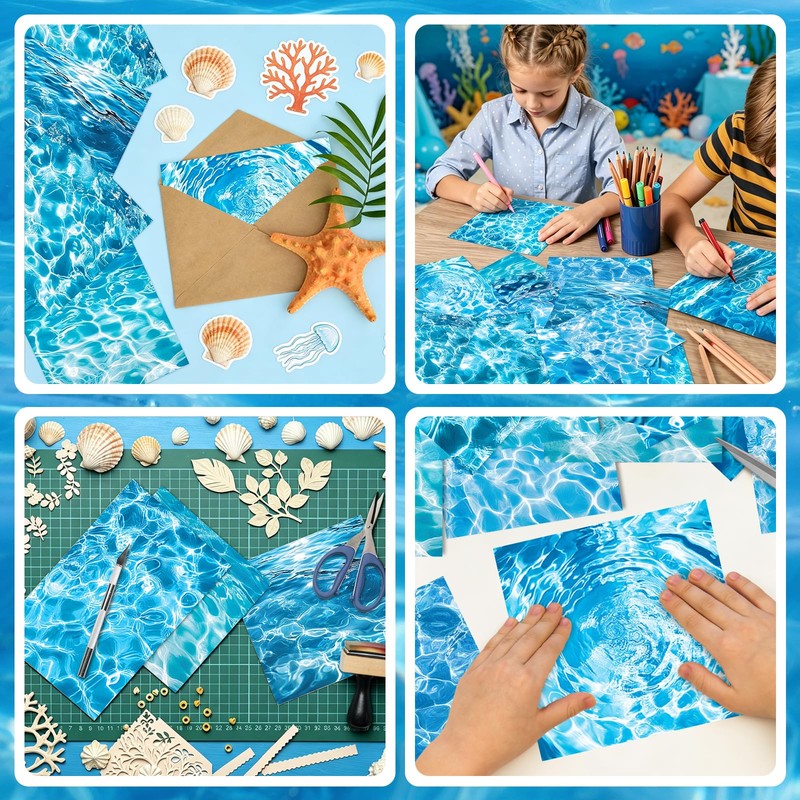 24 Sheet Blue Ocean Scrapbook Paper, 6 x 6” 24