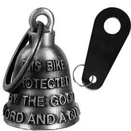 Dream Apparel This Bike Protected by The Good Lord Motorcycle Bell for Biker Rider Men Women with Bell Hanger, Ride Riding Bell Motorcycle Accessories Spirit Bell for Good Luck, Motorcycle Gift Charm