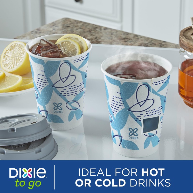 Dixie To Go Paper Coffee Cups With Lids, 12 oz,