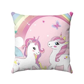 ZFENGYYUAN Rainbow colorful white horse Blue Pink Unicorn Cushion Covers 45 x 45 cm beautiful Decor Throw Pillow Covers Soft Velvet Pillowcase for Girls Room Decor one side Unicorn Scatter pillowcover