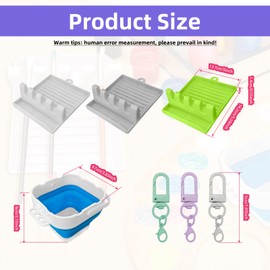 GLSJA 3 Pack Paint Brush Holder with Foldable Bucket - Portable 3-Color Brush Organizer Set Includes Keychains & Square Carry Pail - Perfect for Artists, Students & DIY Painters