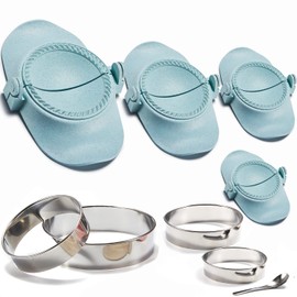 MUMSUNG Empanada Maker Press, 6-Inch Extra Large Dumpling Maker Set with Dough Cutter, Dumpling Mold Set for Pierogi, Pastelitos, Calzone, Turnovers, Chinese Dumpling 4Sizes-Blue (6"/4"/3"/2.6")