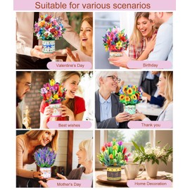 Pop Up Flower Bouquet Card Set for Women – 6 Unique 3D Floral Designs with Envelopes and Blank Note Cards for Birthdays, Mother's Day, Thank You, Get Well, and More