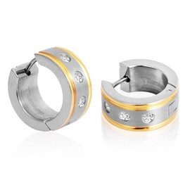 Titanium Earrings for Sensitive Ears, Titanium Hoop Earrings for Men and Women, Hypoallergenic (IP Gold + Silver 10 mm)