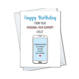 Birthday Cards for Mom, Birthday Card for Dad from Kids, Funny Mother Birthday Card, Humor Tech Support Child Meme Card for Mom's Birthday, Father Birthday Cards