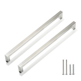 Redunest Cabinet Pulls Brushed Nickel Cabinet Handles Square Drawer Pulls, 2 Pack 12-3/5 Inch Stainless Steel Kitchen Door Cupboard Cabinet Handles, Cabinet Hardware Drawer Handles, 320mm Hole Centers