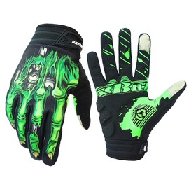 BRZSACR Skeleton Cycling Gloves Motorcycles Gloves Off-Road Vehicle MTB, Bicycle Gloves Shock Absorption Non-Slip Touch Screen Design,for Various Outdoor Sports (XL, Green)