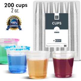 Plastic Shot Glasses 2 oz Disposable mini Jello Shot Party Tumblers For Condiments samples (bulk Pack-200 Cups)