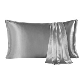 SHARE SILK 22 Momme Silk Pillowcase, 100% Mulberry Silk Pillow for Hair and Skin with Envelope Closure, Soft and Smooth Silk Pillowcase, 50 x 66 cm, Grey, 1 Piece