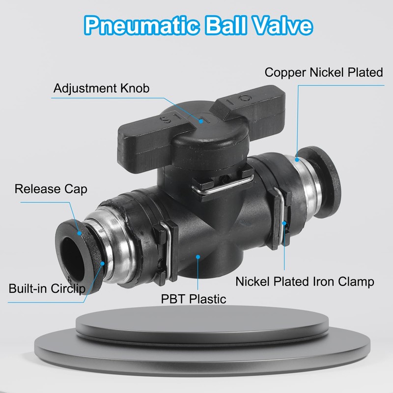 PATIKIL 8mm Pneumatic Ball Valves 5 Pack 8mm OD BUC
