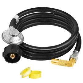 Aekops Regulador de propano de baja presión de 6.5 pies y manguera con adaptador de codo para parrilla Blackstone de 17 pulgadas y 22 pulgadas, regulador de parrilla de gas y manguera para la mayoría de calentadores de parrilla de gas LP y hogueras, entr