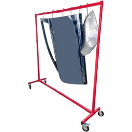 LAUCO Adjustable Height Painting Hanger Rack - ﻿Extendable 4FT to 6FT Painting Rack - Paint Hanger Hooks with Swivel Locking Wheels [3547]