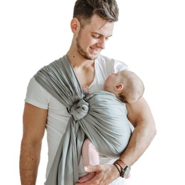 Shabany Ring sling, carrier sling, 100% organic cotton for newborns up to 15 kg including threading instructions -