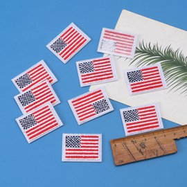 10PCS Tactical USA Flag Patch American Flag US United States of America Regular and Reverse Military Uniform Emblem Patches (Red)