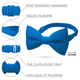 Bow Tie House Men's Classic Pre-Tied Bow Tie Formal Solid Tuxedo (Large, Azure Blue)