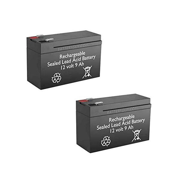 BatteryGuy 12V 9Ah SLA Batteries - BGH-1290F2 (Rechargeable, High Rate) - Qty of 2